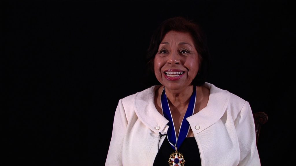 Sylvia Mendez after receiving the Presidential Medal of Freedom in 2011 from President Barak Obama