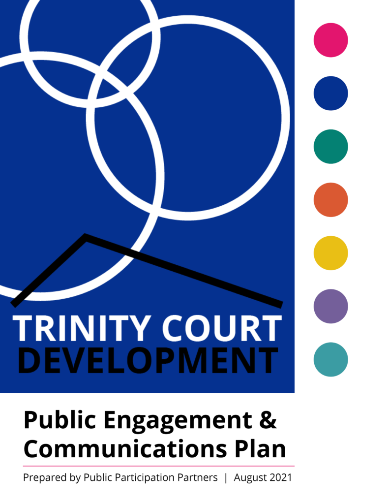 Cover page of Trinity Court Redevelopment Public Engagement and Communications Plan